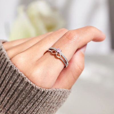 Infinity Heart Stacked Ring 925 Sterling Silver Zircon Double-Layered Ring