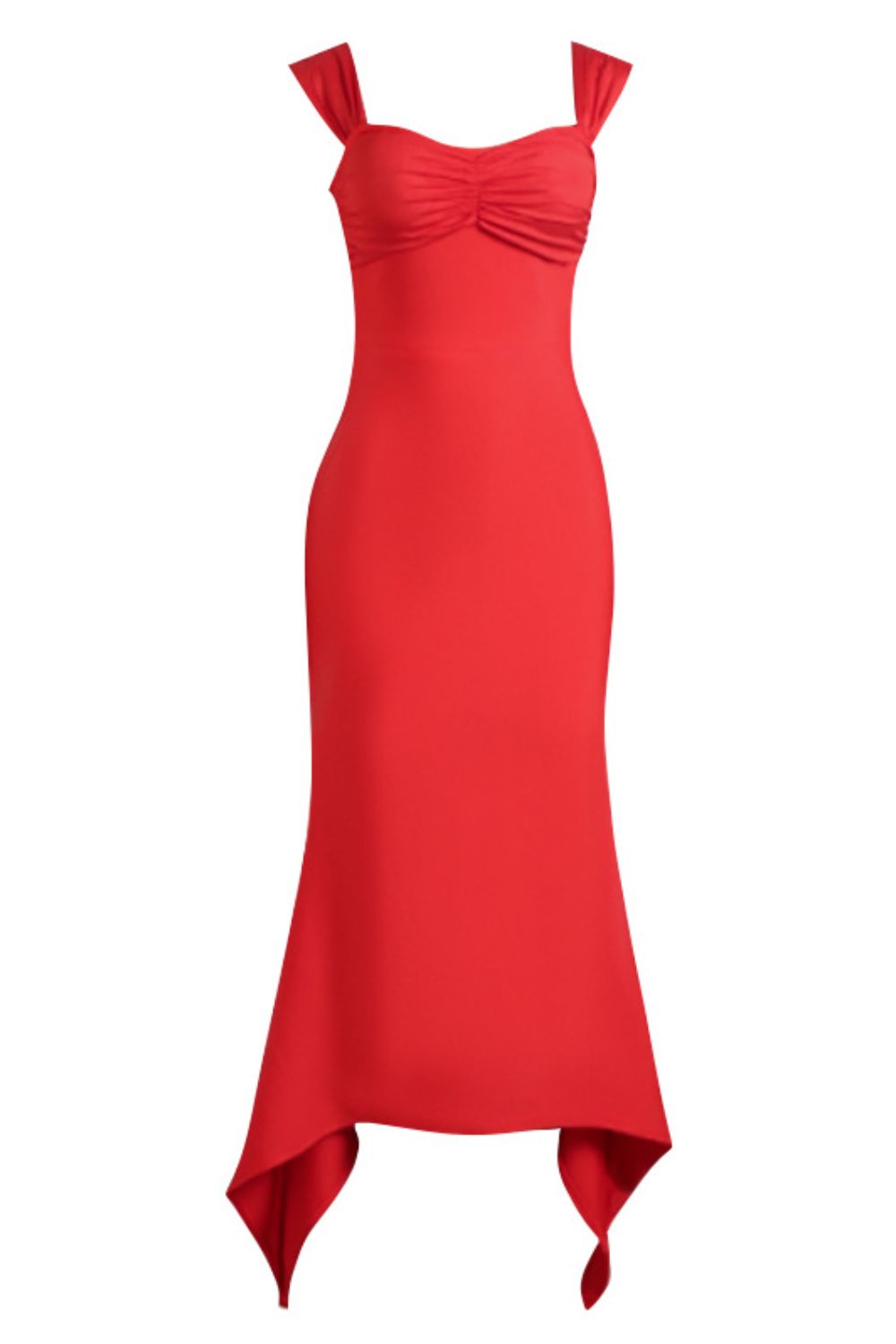 Red Maxi Dress Ruched Sweetheart Neck Hem Detail Bodycon Red Midi Dresses