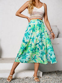 Printed Slit Printed Midi Skirt New Women's Fashion Long Flowy Skirt