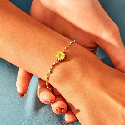 Sunflower Bracelet 925 Sterling Silver 18K Gold-Plated Bead Bracelets