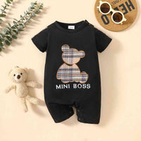 Baby Onesie MINI BOSS Bear Graphic Short Sleeve Romper Baby Boy Fashion and Gifts