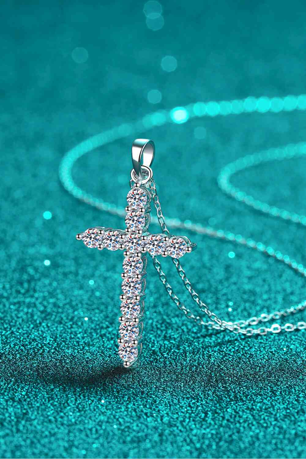 Cross Necklace, Moissanite  Large Cross, Adored 925 Sterling Silver Cross Moissanite Necklace