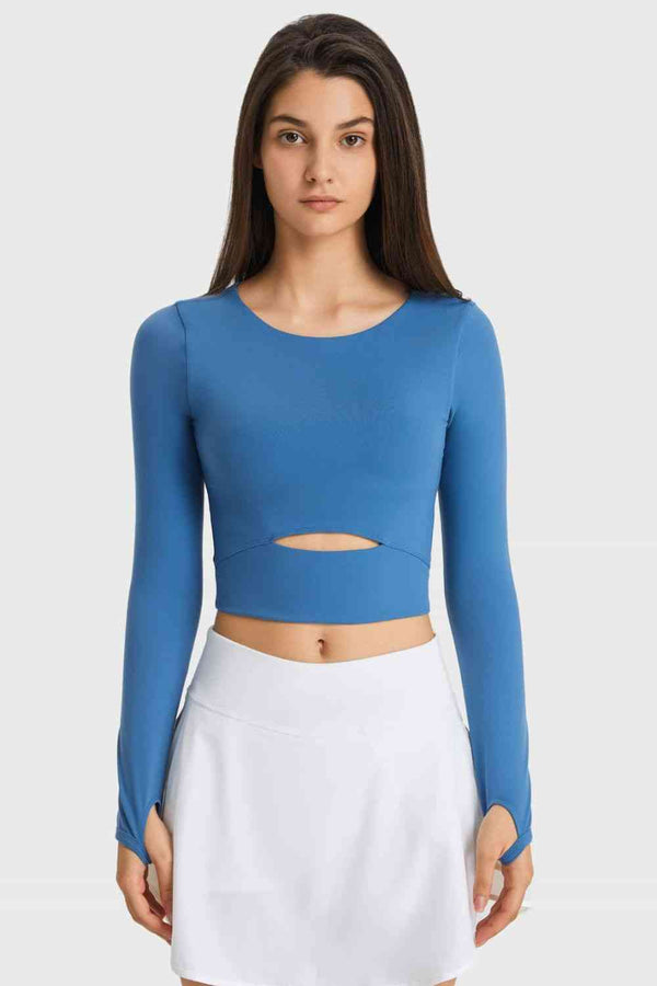 Workout shirts, long sleeve workout tops, women’s fashion, gym clothes, workout shirts, thumb shirts, long sleeve thumbhole shirts, thumb hole shirts, sweat proof shirts, crop top workout shirts, yoga top, yoga shirts, long sleeve yoga shirts, cute yoga top, good quality workout clothes, cutout long sleeve shirts, cute workout shirts, cute gym clothes, blue  
