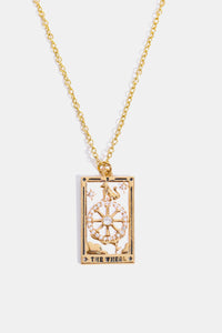 Tarot Card Pendant Stainless Steel Gold Necklace