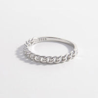 Curb Chain Ring 925 Sterling Silver Waterproof Luxury Dainty Statement Ring