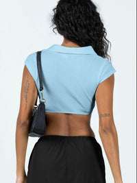 Sexy Crop Top Shirt Johnny Collar Cropped Top Women's Fashion Blouse