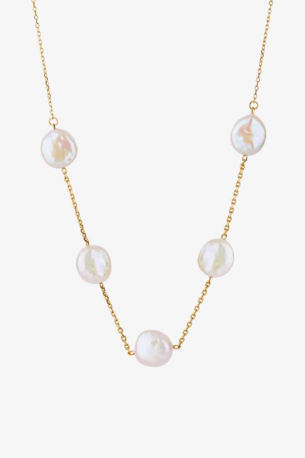 Freshwater Pearl 18K Gold Plated Necklace Stainless Steel Jewelry