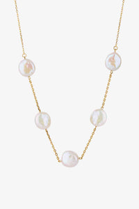 Freshwater Pearl 18K Gold Plated Necklace Stainless Steel Jewelry