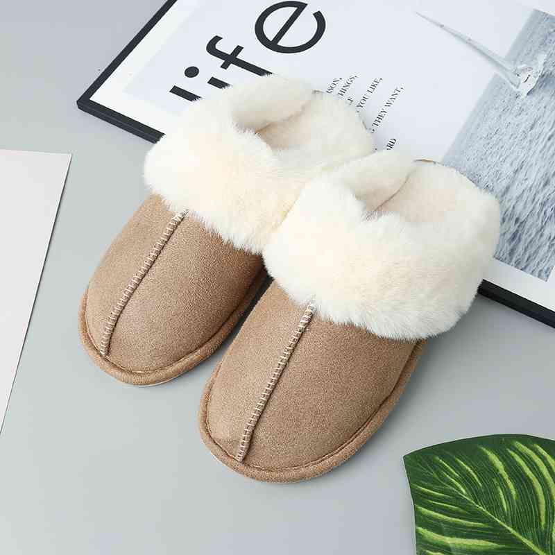 Suede Center Seam Slippers Lounge Shoes