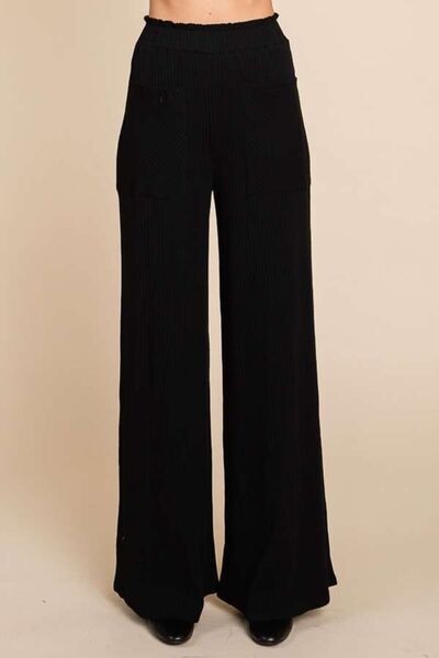 Black High Waist Wide Leg Pants Petite and Plus Size Fashion Womens Fashion KESLEY