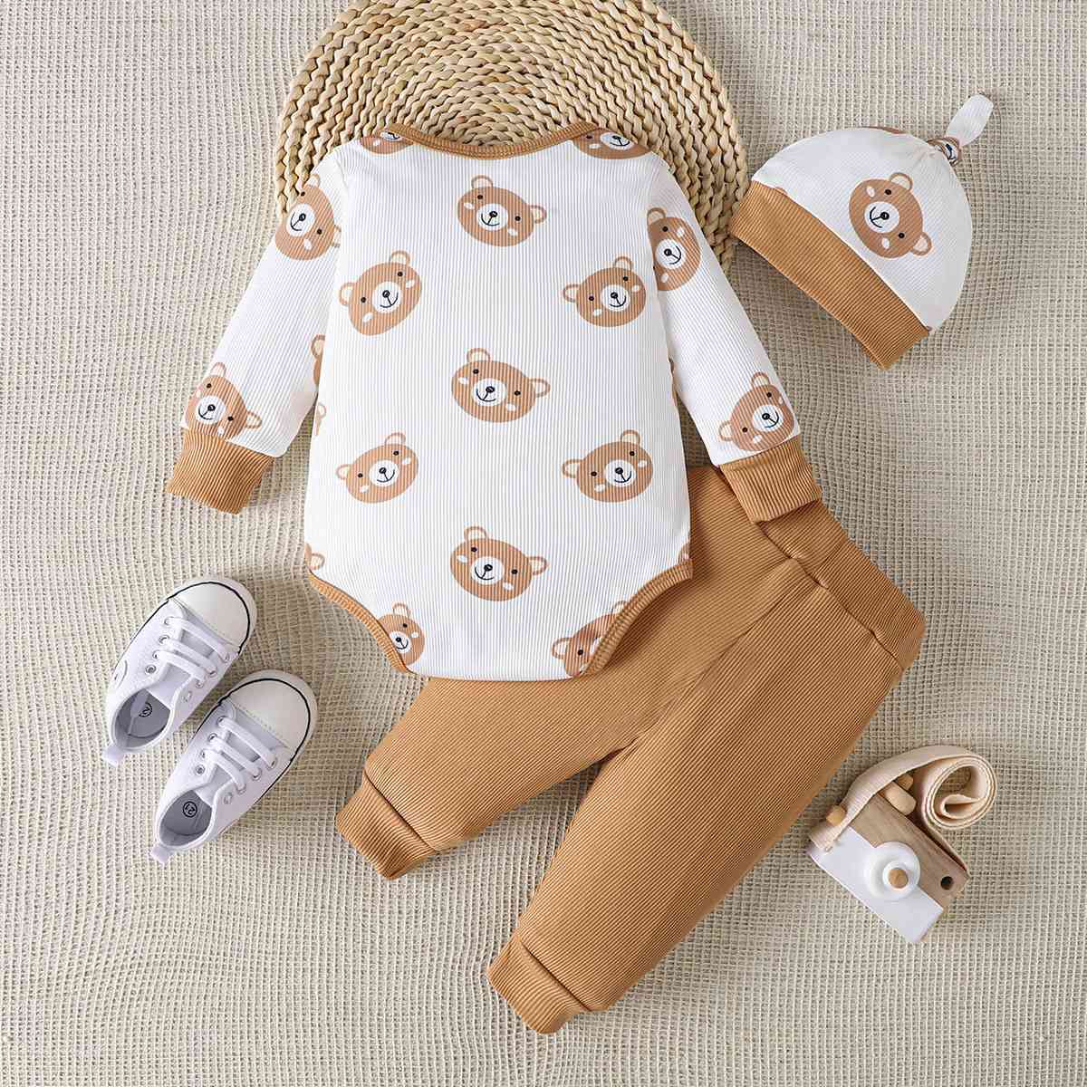 Bear Print Bodysuit and Joggers Set Kids Fashion and Gifts