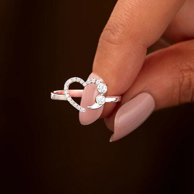 Pink Heart Shape Ring  925 Sterling Silver Zircon Luxury Rings