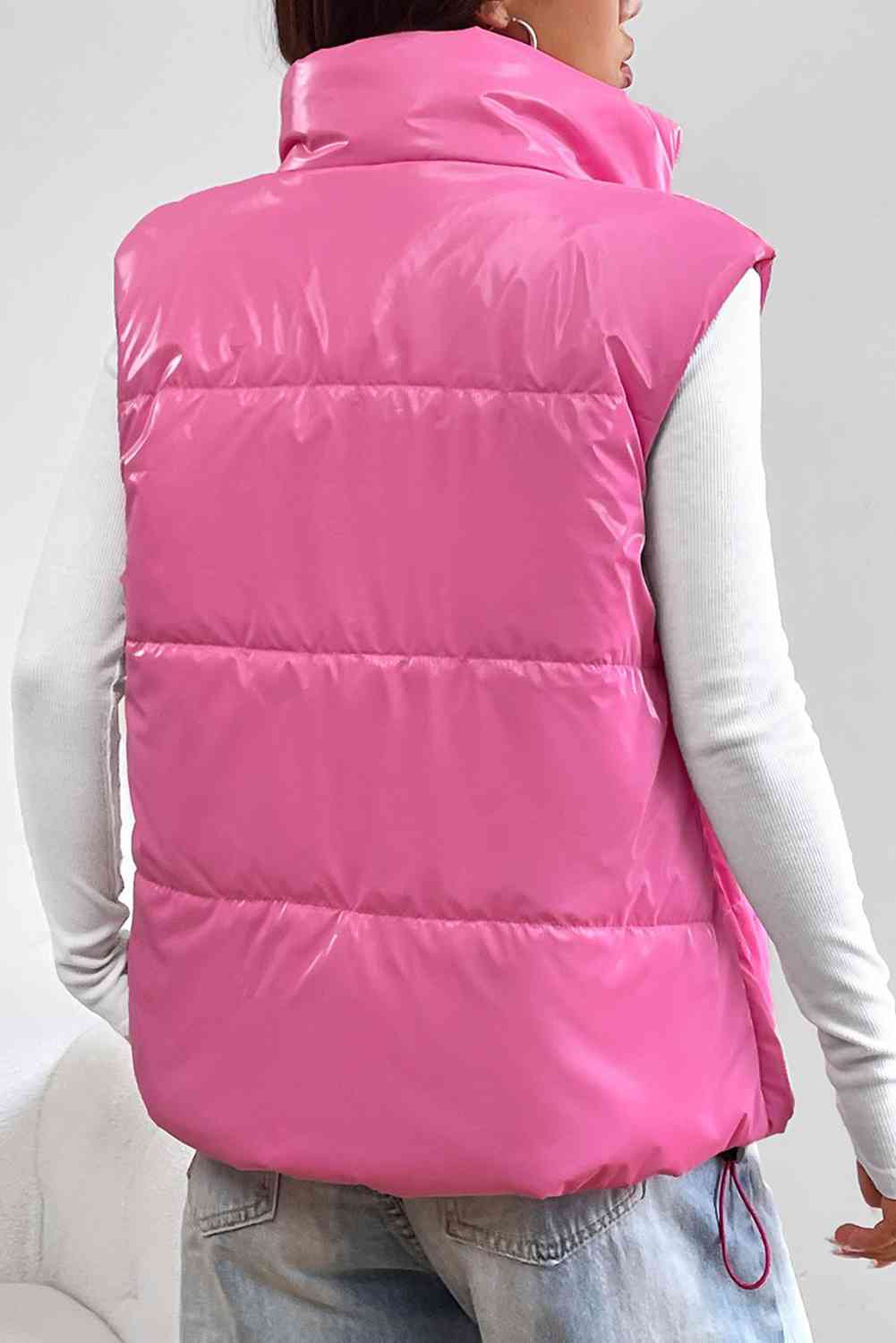 Zip Up Collared Pink Vest