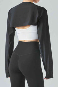 Cropped Cardigan Yoga  Sport Cropped Jacket  Tie Front Long Sleeve Sports Bolero