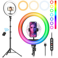 Weilisi 10" Selfie Ring Light with Tripod Stand, 72'' Tall & Phone Holder, 38 Color Modes, Stepless Dimmable/Speed LED Ring Light for iPhone & Android,YouTube, Makeup,TIK Tok