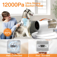 AIRROBO Dog Hair Vacuum & Dog Grooming Kit, 12000Pa Strong Pet Grooming Vacuum, 2L Large Capacity Dog Vacuum for Shedding Grooming Hair, Quiet, 5 Pet Grooming Tools, PG100