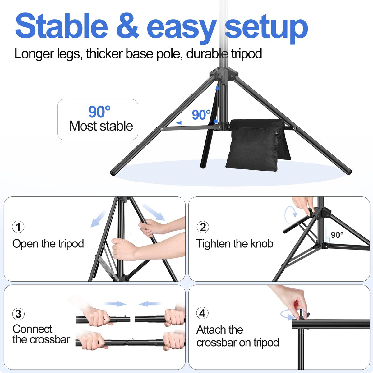 Emart Backdrop Stand 10x7ft(WxH) Photo Studio Adjustable Background Stand Support Kit with 2 Crossbars, 8 Backdrop Clamps, 2 Sandbags and Carrying Bag for Parties New Year Events Decoration