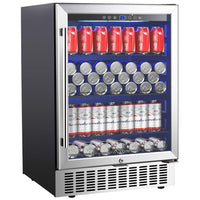 AAOBOSI 24 Inch Beverage Cooler, 164 Cans Freestanding and Built-in Beverage Refrigerator with Advanced Cooling System, Adjustable Shelf, Energy Saving, Ideal for Soda, Water, Beer, Wine