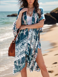 Swimsuit  Cover-Up Printed Open Front Cover-Up and Fashion Kimono