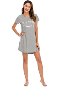 Pajama Dress Women's Nightgown Graphic Round Neck Short Sleeve Lounge Dress