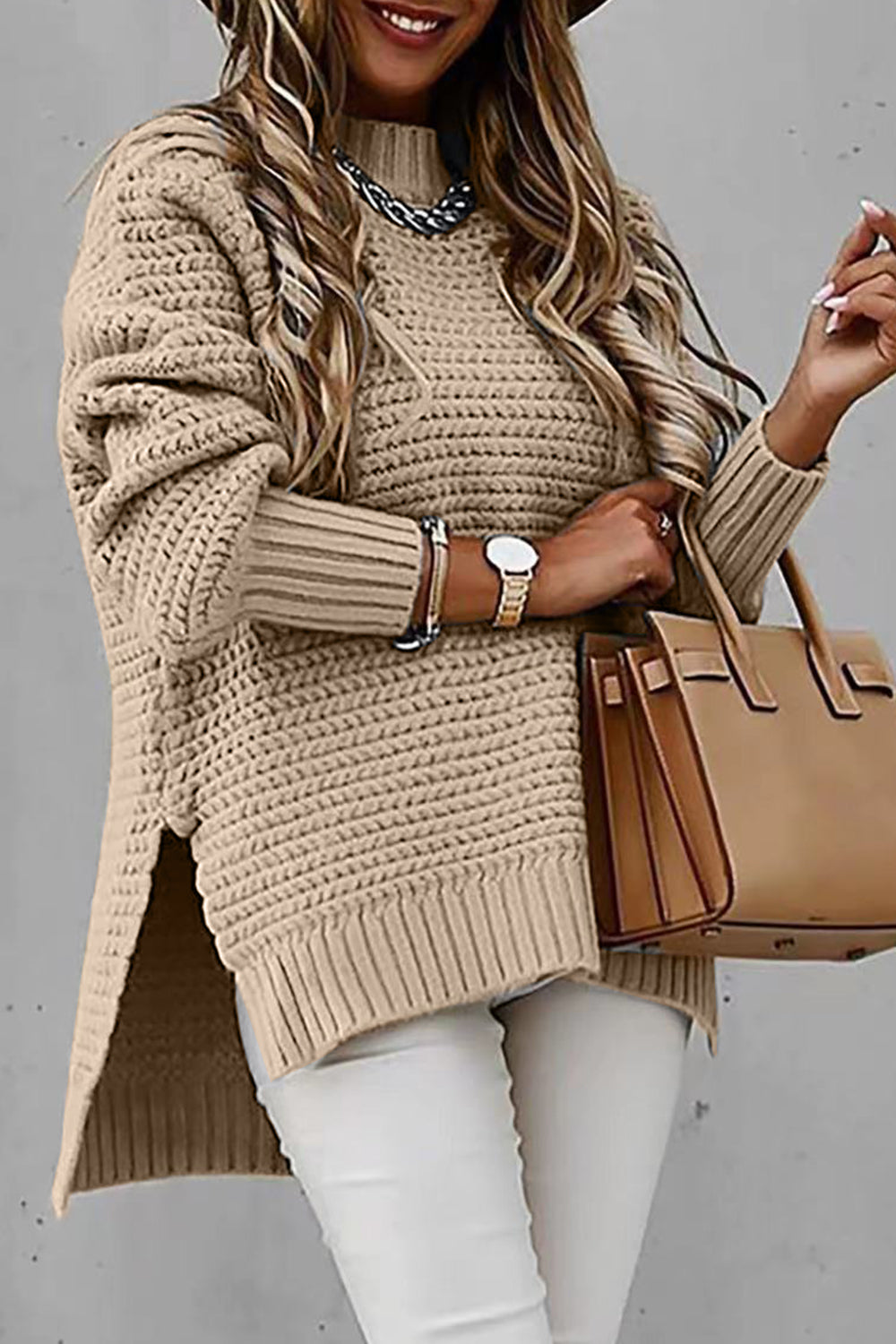 sweaters, cute sweaters, womens clothes, crochet style sweaters, baggy sweaters, slouchy sweaters, tan sweaters, nude colored sweaters, tops, long sleeve tops, long sleeve shirts, sweatshirts, womens tops