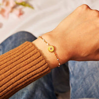 Sunflower Bracelet 925 Sterling Silver 18K Gold-Plated Bead Bracelets