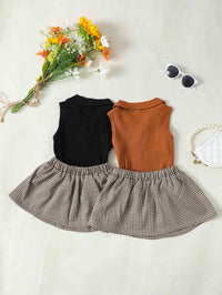 Girls Ribbed Sleeveless Top and Plaid Skirt Set Kids Fashion Baby Fashion Clothing