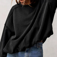 Exposed Seam Dropped Shoulder Oversized Fashion  Sweatshirt