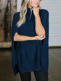 Turtleneck Slit Sleeveless Sweater