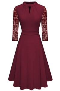 Round Neck Three-Quater Sleeve Cutout Dress