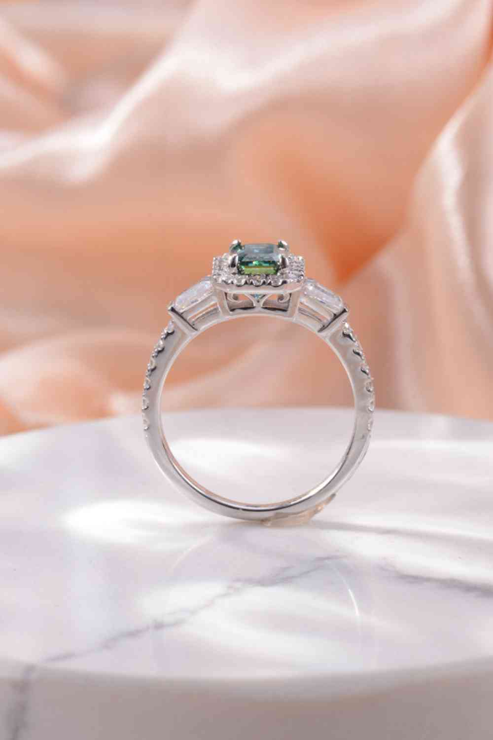 Emerald Shape Moissanite Ring, 1 Carat Moissanite 925 Sterling Silver Ring