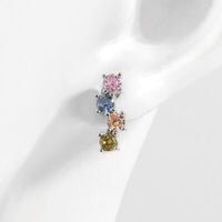 Colorful Tiny Stud Earrings 925 Sterling Silver Zircon Earrings Fine Jewelry Nickel Free