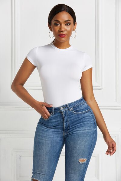 Round Neck Short T Shirt Sleeve Bodysuit