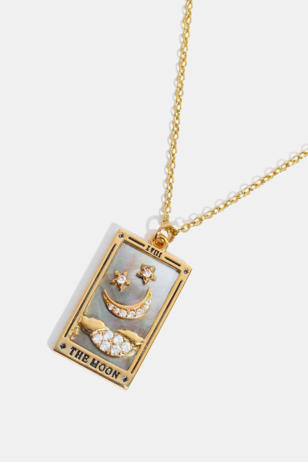 Tarot Card Pendant Stainless Steel Gold Necklace