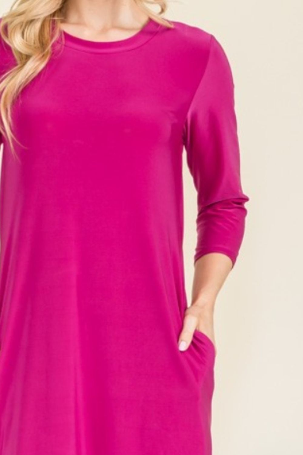 Women's Casual Round Neck Comfortable Midi TShirt Dress With Pockets Petite and Plus Size Fashion