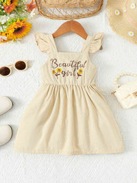 BEAUTIFUL GIRL Embroidered Graphic Square Neck Dress Baby's Fashion and Gifts