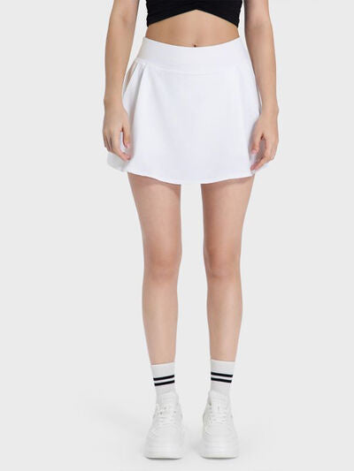 Tennis Skirt Pleated Detail Mid-Rise Waist Active Sport Skirt