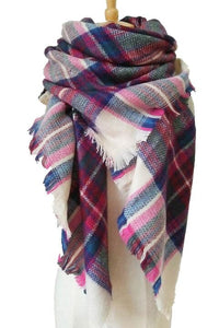 Plaid Imitation Oversized Faux Cashmere Scarf