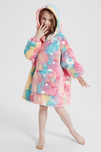 Luminous Pattern Oversize Long Sleeve Fuzzy Hoodie Kids Fashion and Gifts