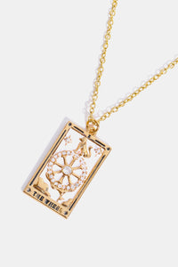 Tarot Card Pendant Stainless Steel Gold Necklace