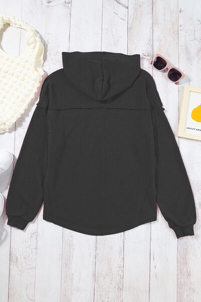 Pocketed Dropped Shoulder Long Sleeve Hoodie