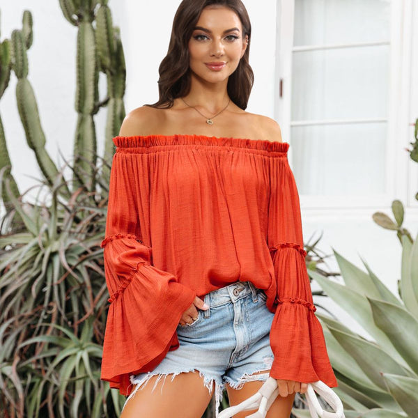 cotton shirt, cotton fashion, long sleeve shirts for women, tops, blouses and shirts for women, ruffled long sleeve shirts, loose fitting long sleeve shirts, casual tops for women, back to school clothes, popular clothes, popular shirts, trending shirts for women, influencer style, trending on tiktok and instagram, orange shirts, shirts for the fall, shirts for winter, casual blouses and tops