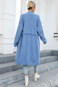 Womens Fashion Sweater Open Front Pocketed Long Cardigan