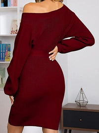 Sweater dress Tie Waist Long Sleeve Mini Dress