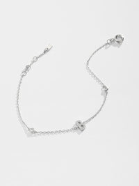 Letter Initial Bracelet, A To F Zircon 925 Sterling Silver Dainty Bracelet