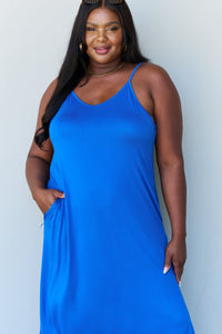 Casual Cami Side Slit Maxi Dress in Royal Blue