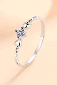 Tiny Heart Moissanite Ring,  Dainty Adored Moissanite Heart 925 Sterling Silver Ring