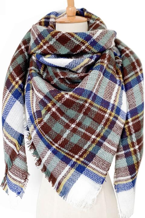 Plaid Imitation Oversized Faux Cashmere Scarf