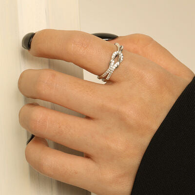 Stacked Knot Ring Zircon 925 Sterling Silver Casual Dainty Everyday Rings