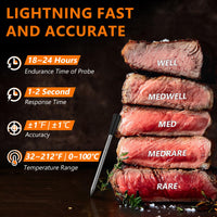 AIRMSEN Wireless Meat Thermometer, 300ft Bluetooth Meat Thermometer for Grilling Smoker Oven Cooking Kitchen, Digital Meat Thermometer Wireles, IPX7 Waterproof Wireless Meat Probe